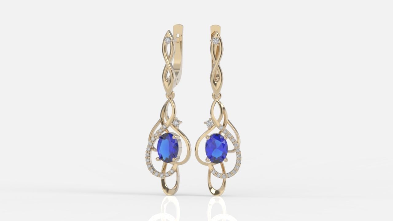 earrings with gemstones 3D print model_8