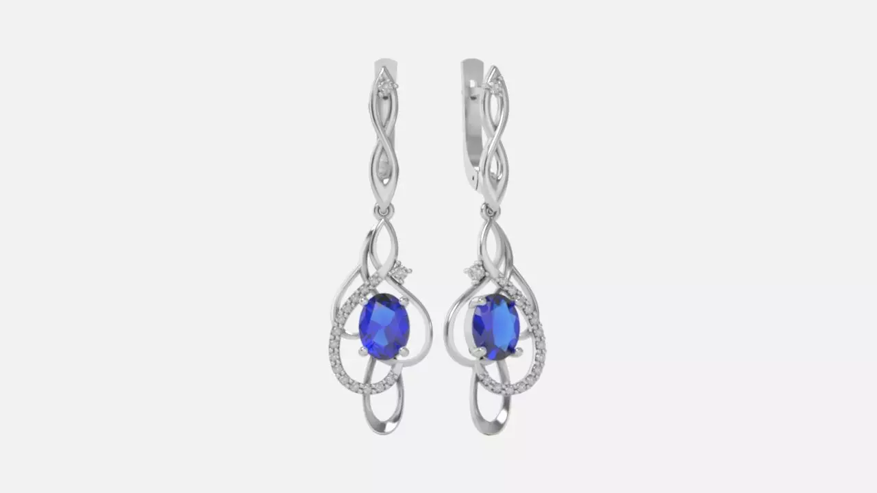 earrings with gemstones 3D print model_0