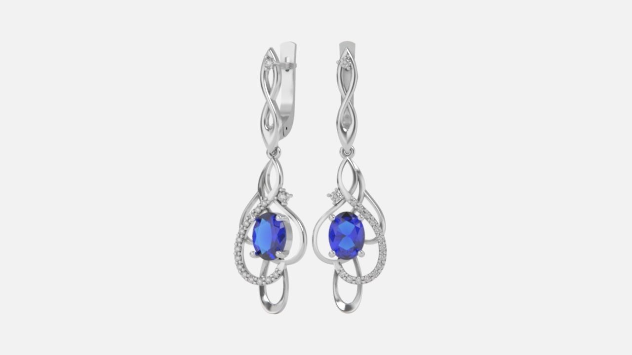 earrings with gemstones 3D print model_2