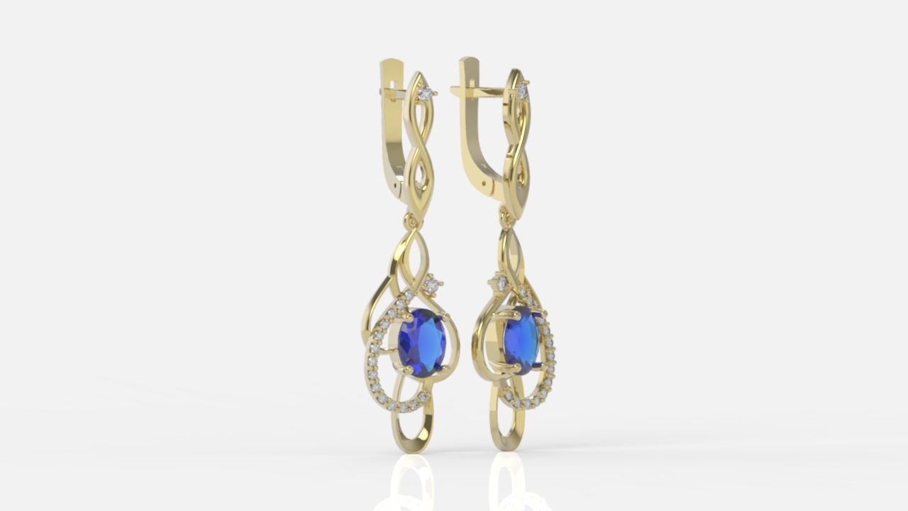 earrings with gemstones 3D print model_5