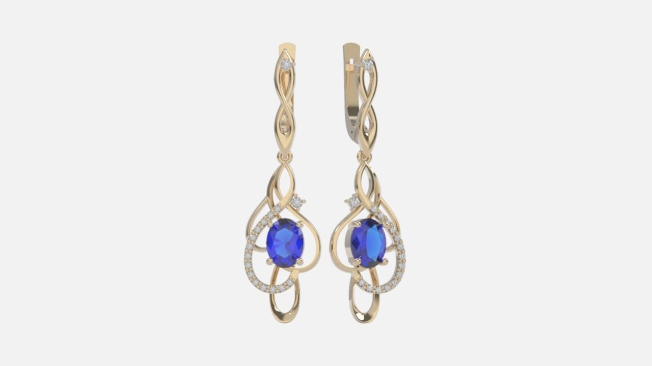 earrings with gemstones 3D print model_7