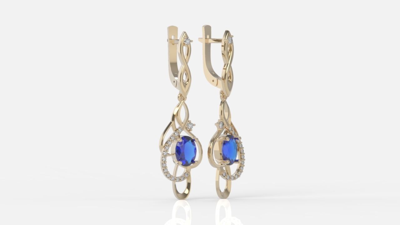 earrings with gemstones 3D print model_6