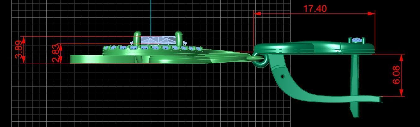 earrings with gemstones 3D print model_10