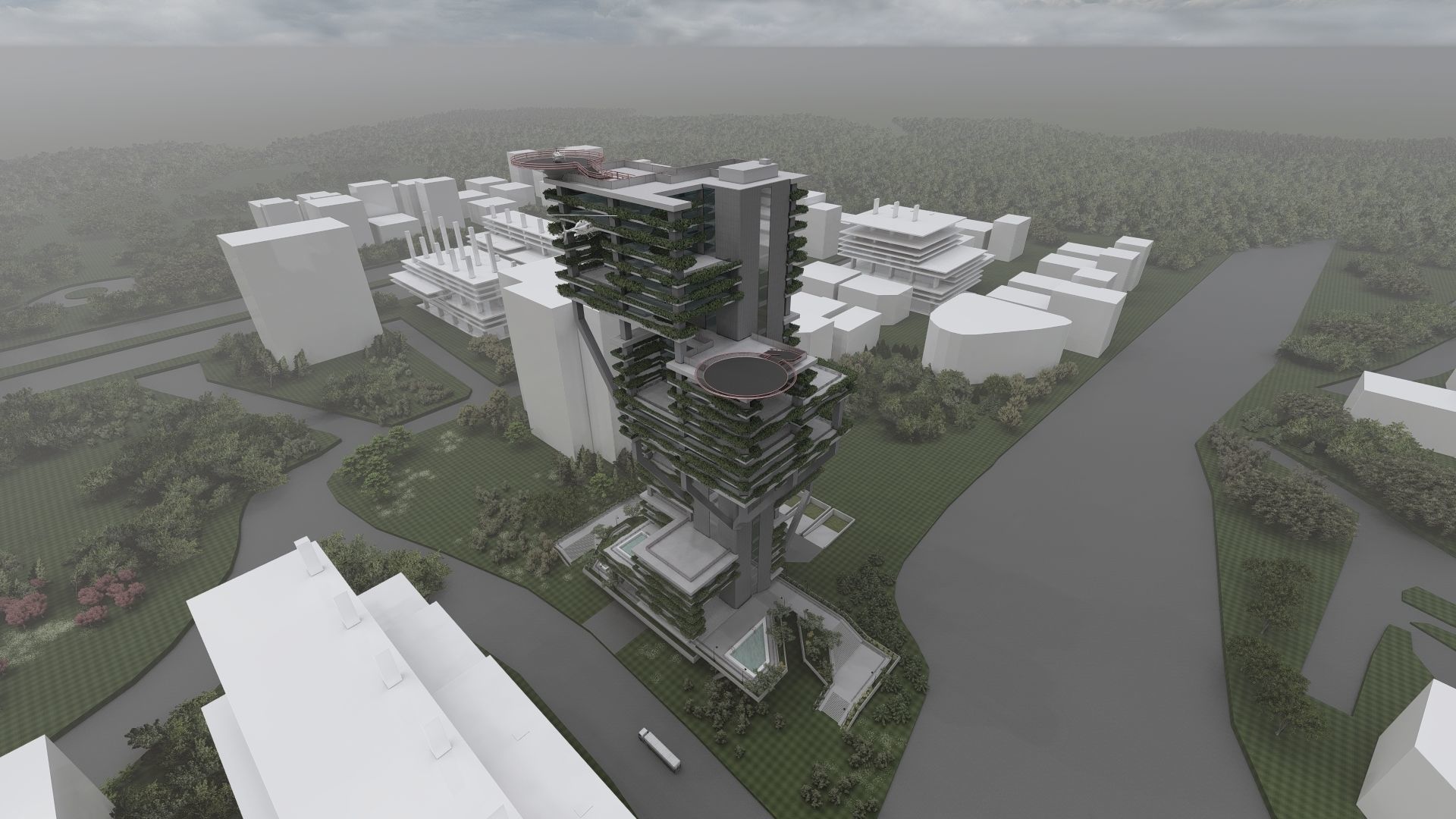 Matrix Residential Tower Low-poly 3D model_3