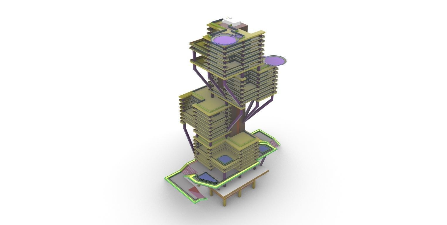 Matrix Residential Tower Low-poly 3D model_6