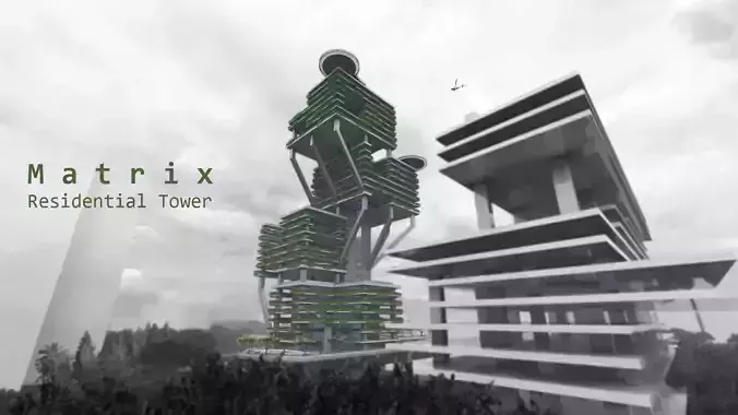 Matrix Residential Tower Low-poly 3D model