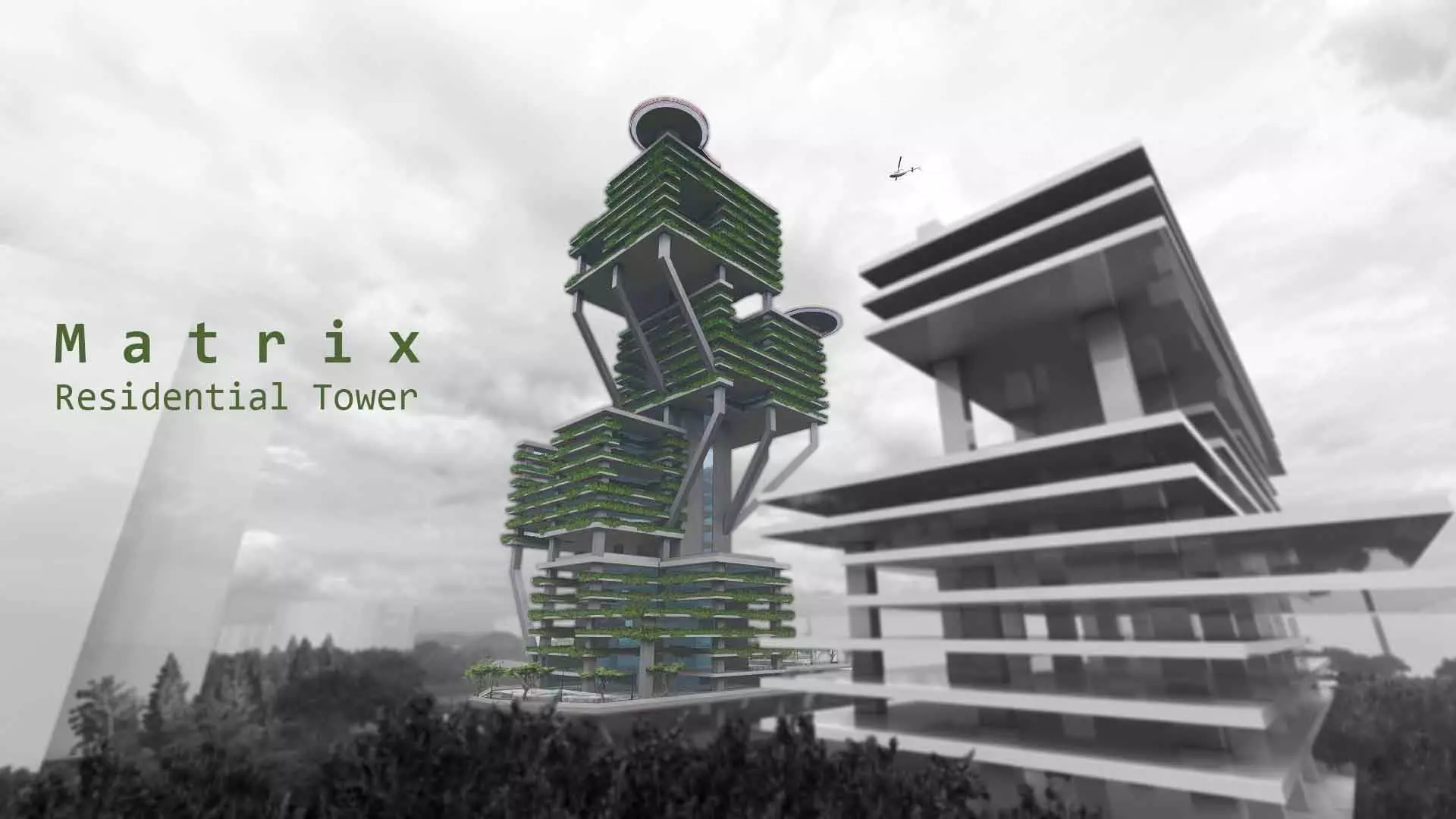 Matrix Residential Tower Low-poly 3D model_0