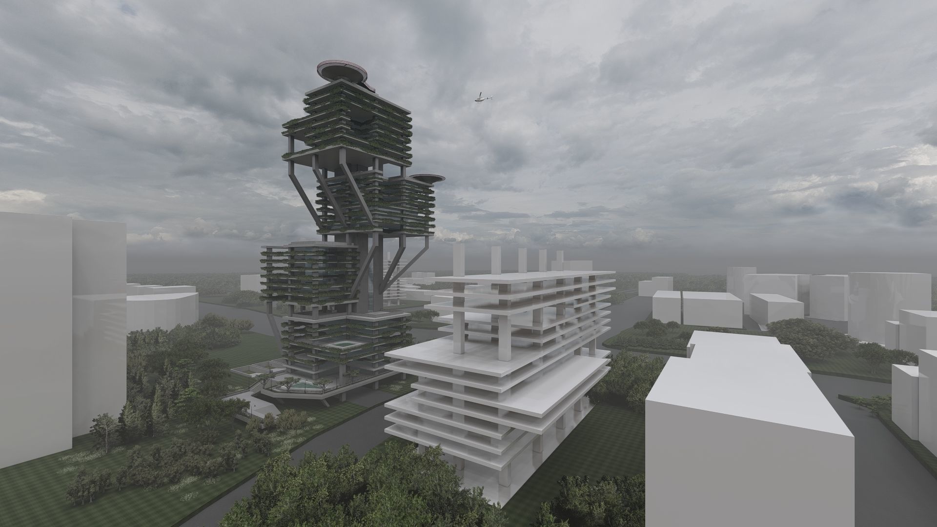 Matrix Residential Tower Low-poly 3D model_2