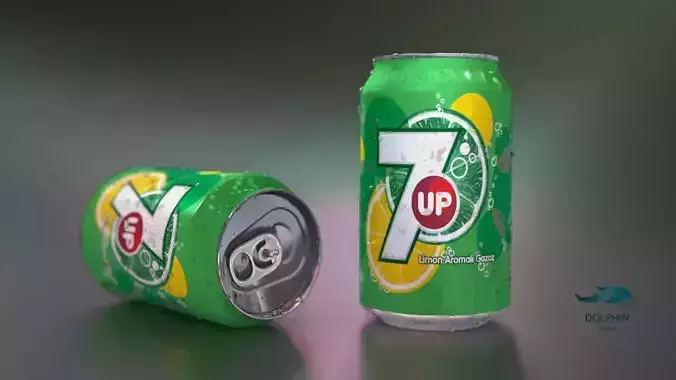 7Up Can Low-poly 3D model