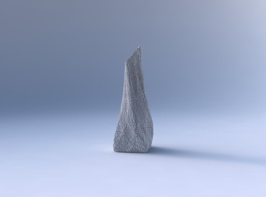 Vase twisted squeezed and bent rectangle with fine mosaic plates 3D print model_4