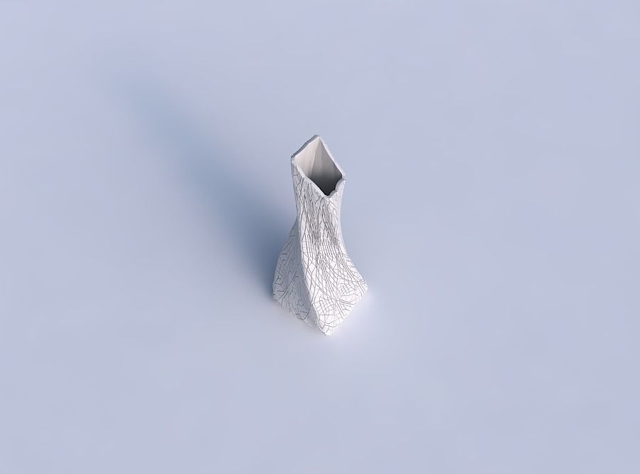 Vase twisted squeezed and bent rectangle with fine mosaic plates 3D print model_1