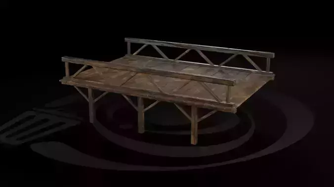 AAA Medieval Wooden Bridge 01 R Low-poly 3D model