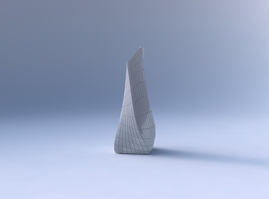 Vase twisted squeezed and bent rectangle with distorted grid ... 3D print model_4