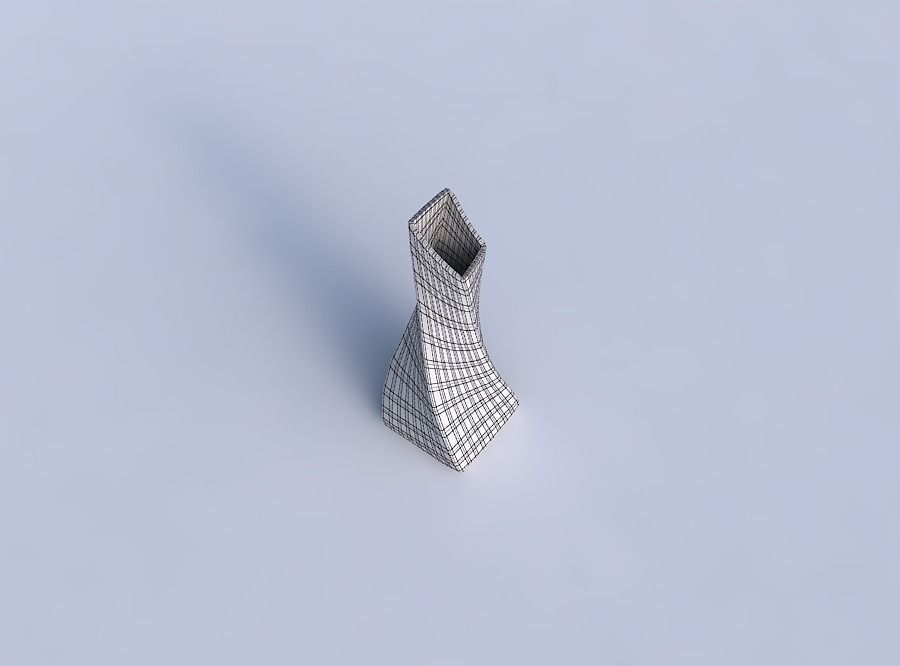 Vase twisted squeezed and bent rectangle with distorted grid ... 3D print model_6