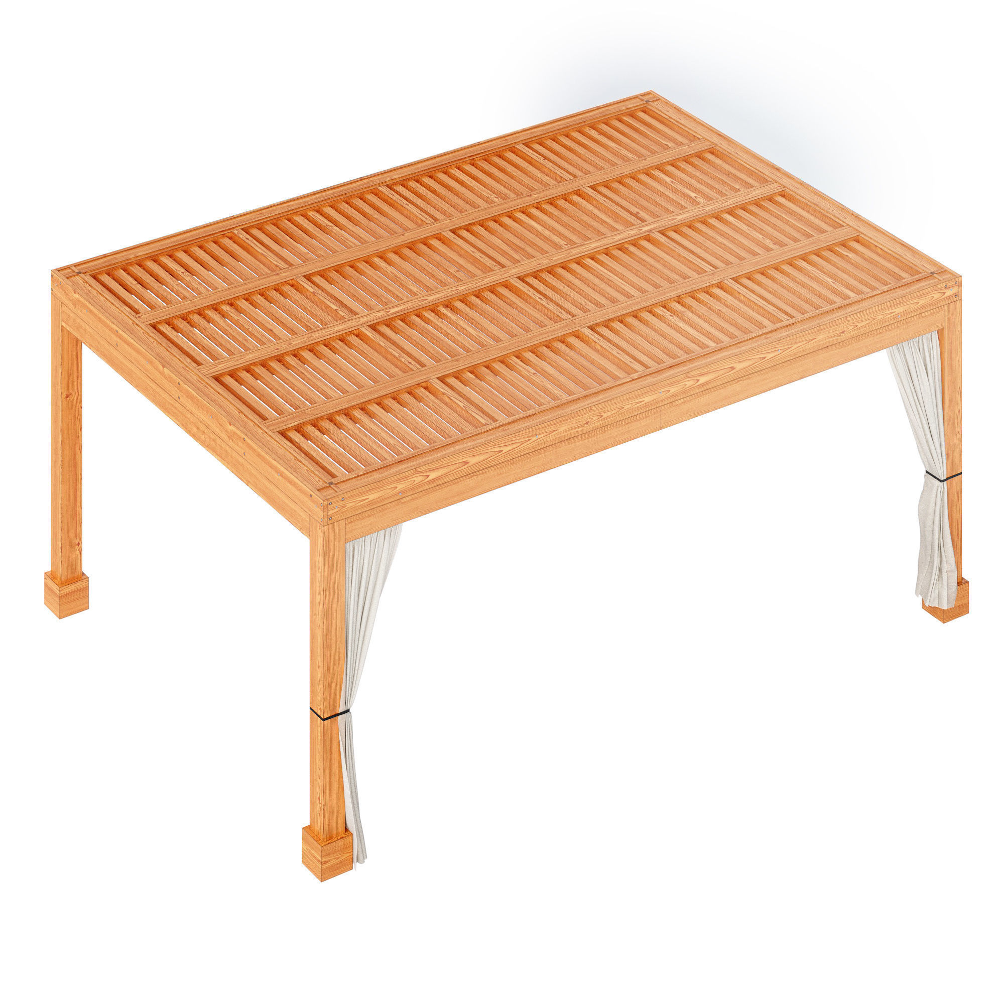 Modern Fat Timber Pergola - Forever Redwood 3D model_3