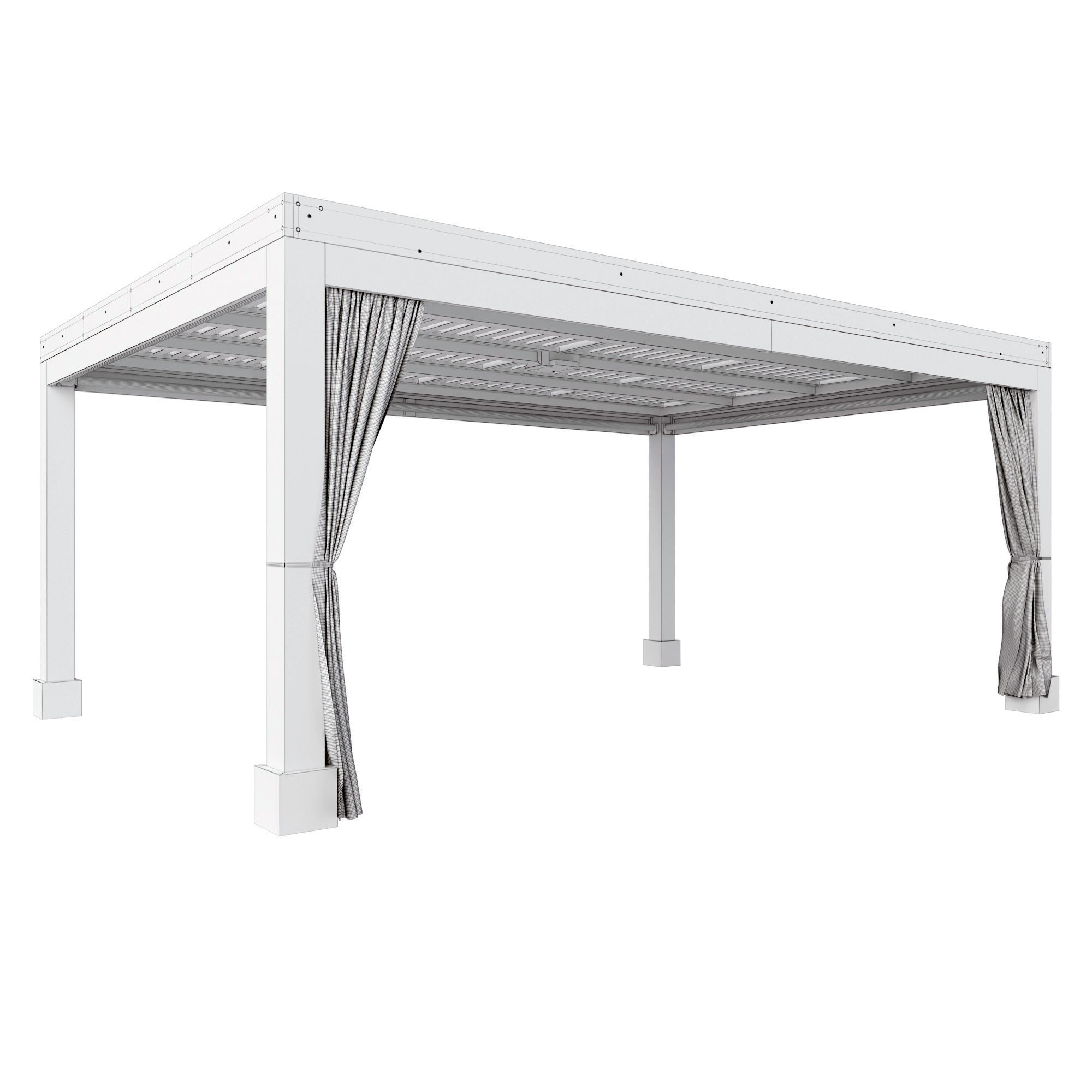 Modern Fat Timber Pergola - Forever Redwood 3D model_6