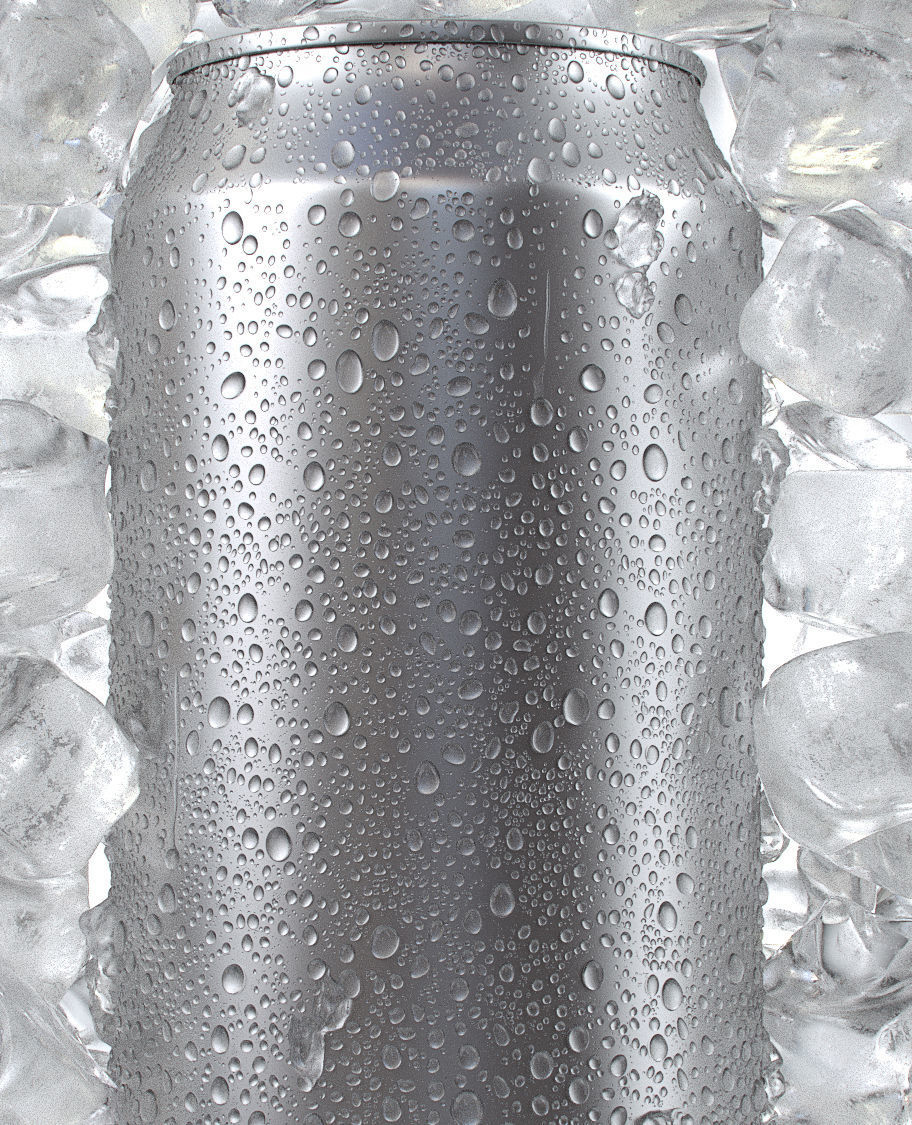 Beverage Can with Ice Cubes and Water Droplets 473ml 3D model_2