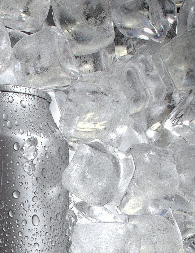 Beverage Can with Ice Cubes and Water Droplets 473ml 3D model_1