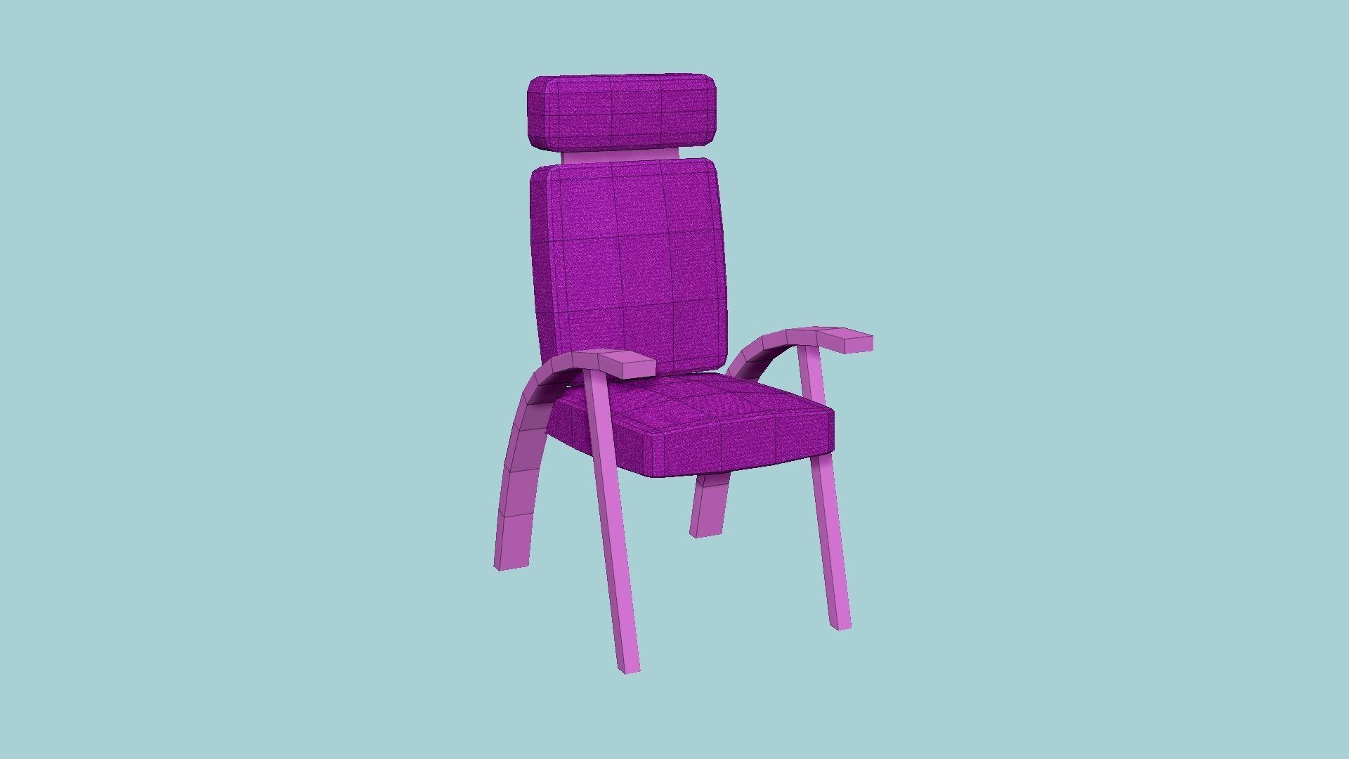 Pink Armchair - Furniture Interior Design Low-poly 3D model_6
