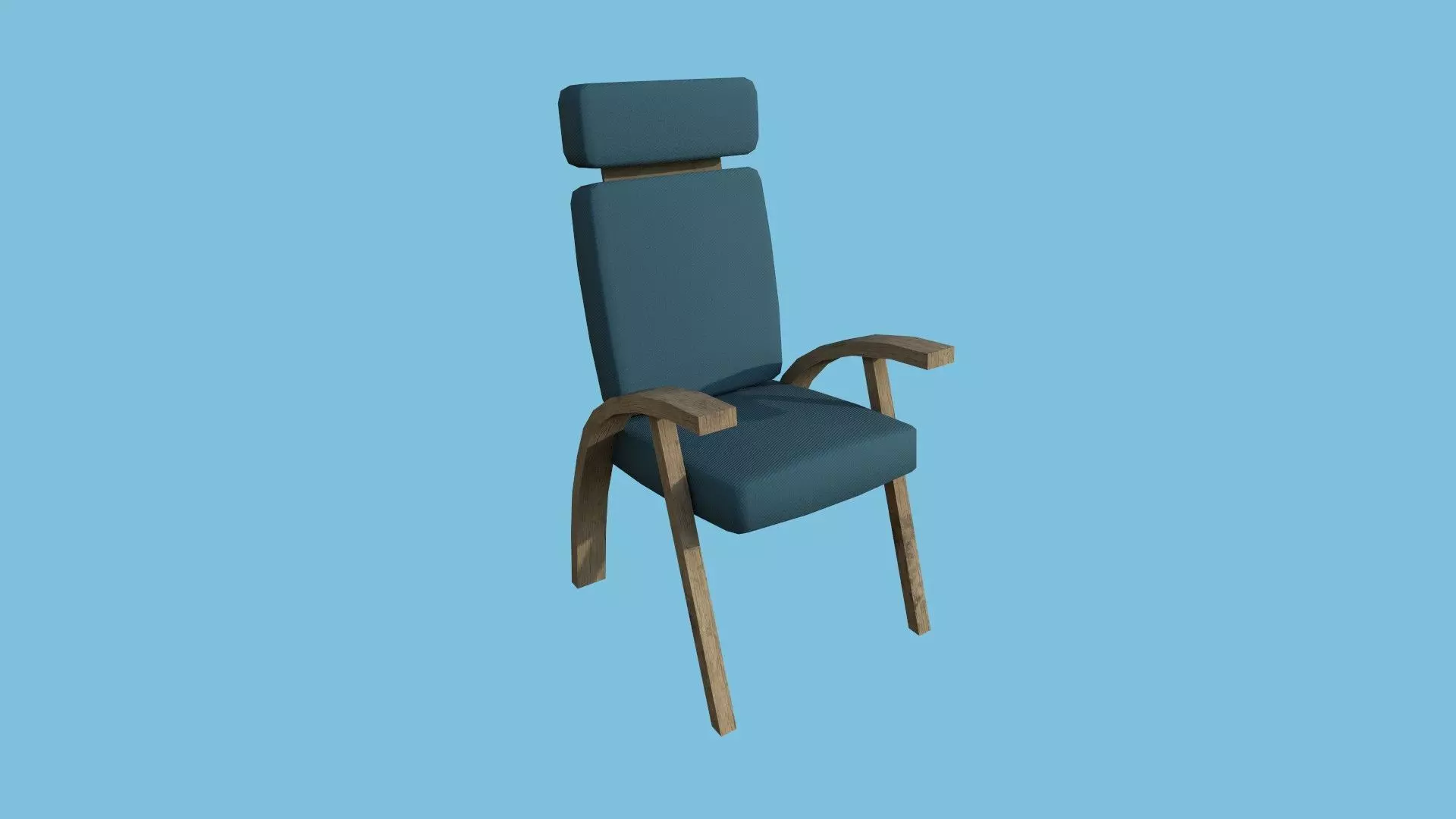 Blue Wood Armchair - Furniture Interior Design Low-poly 3D model_0