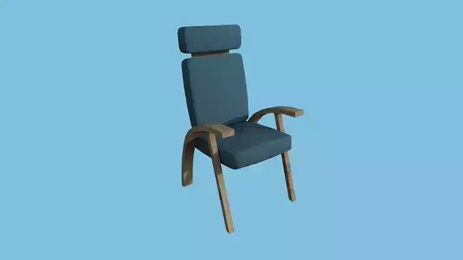 Blue Wood Armchair - Furniture Interior Design Low-poly 3D model