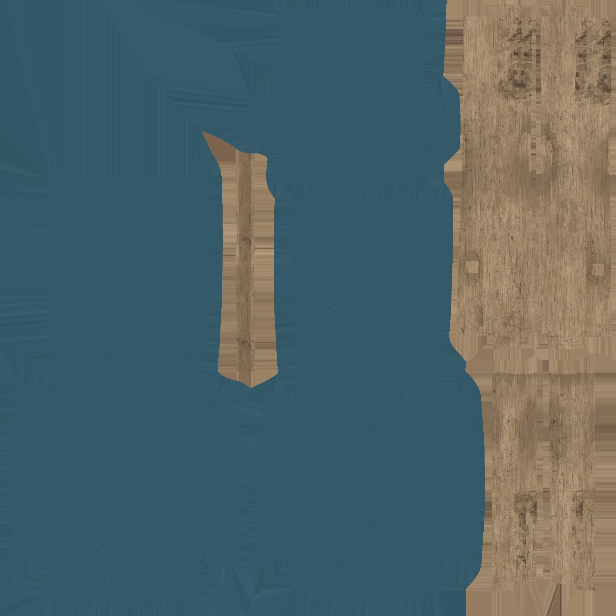 Blue Wood Armchair - Furniture Interior Design Low-poly 3D model_13