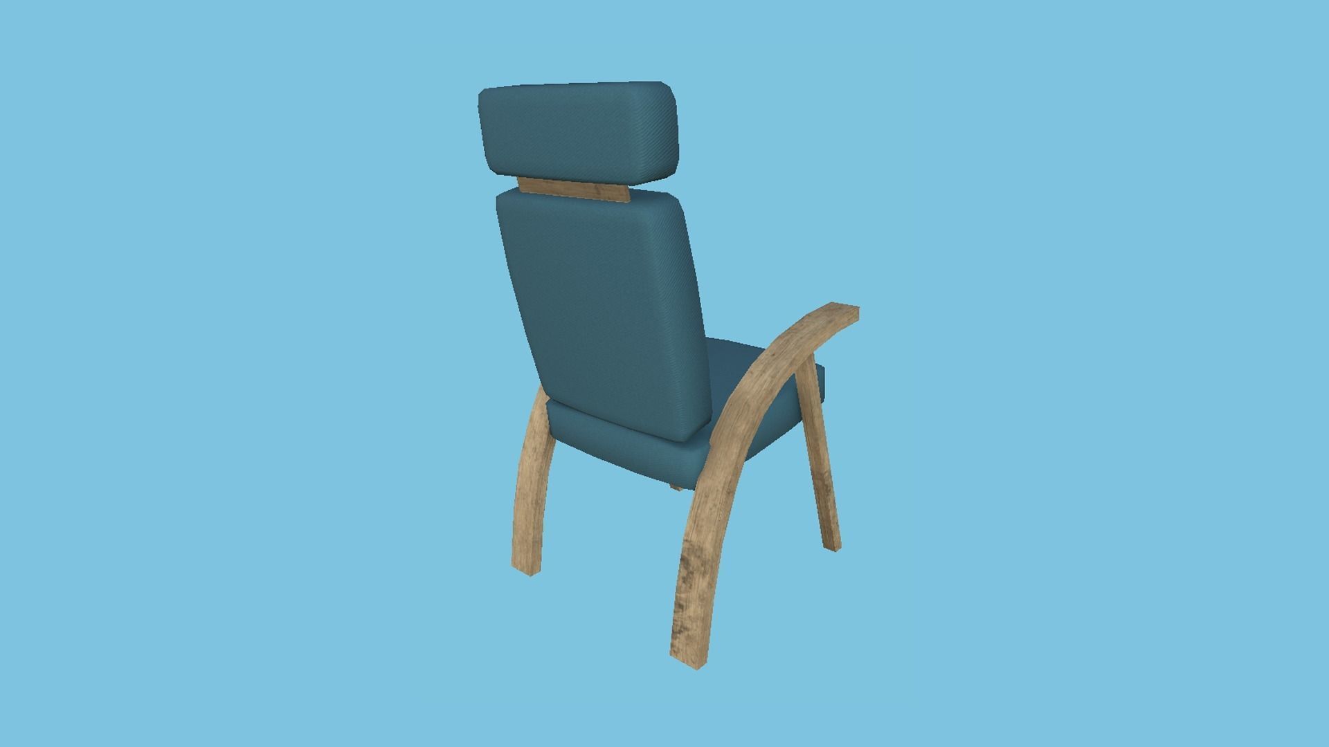 Blue Wood Armchair - Furniture Interior Design Low-poly 3D model_1