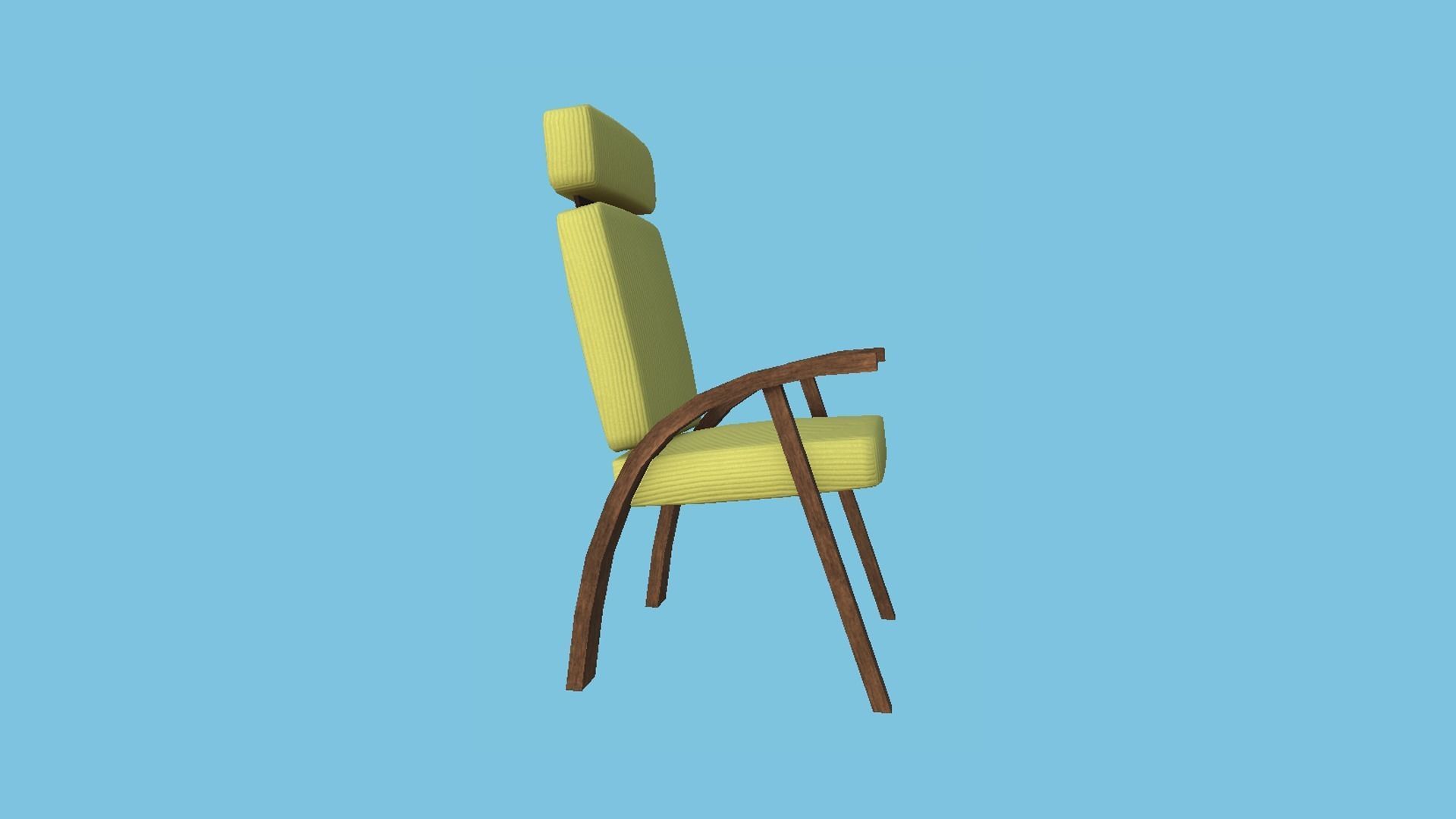 Yellow Wood Armchair - Furniture Interior Design Low-poly 3D model_2
