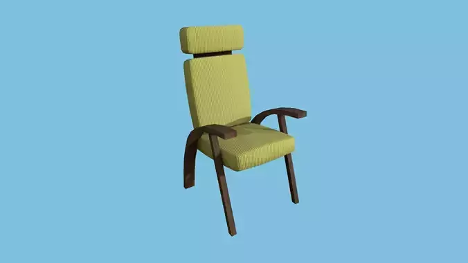 Yellow Wood Armchair - Furniture Interior Design Low-poly 3D model