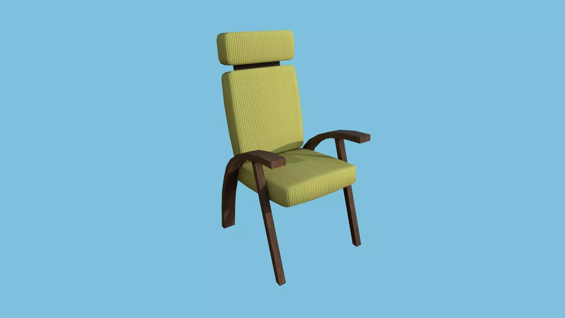 Yellow Wood Armchair - Furniture Interior Design Low-poly 3D model_0