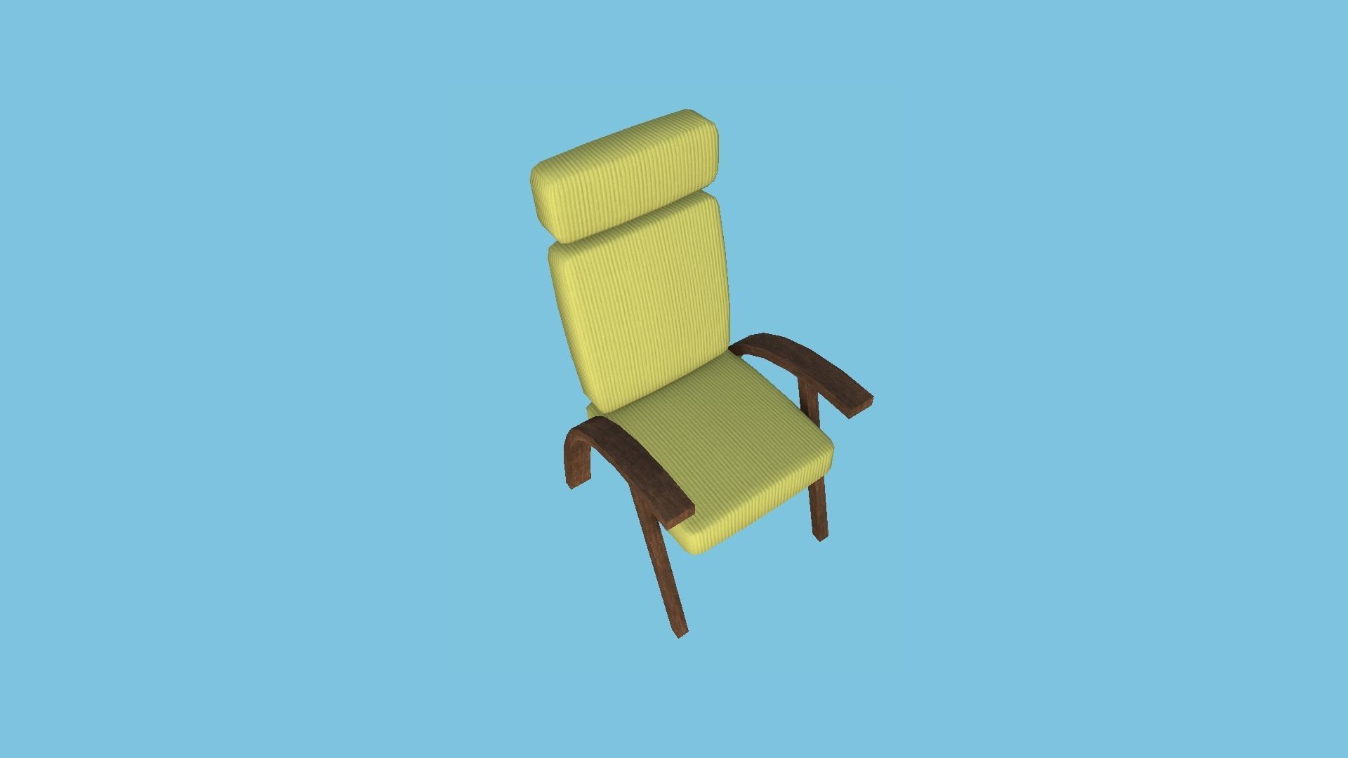 Yellow Wood Armchair - Furniture Interior Design Low-poly 3D model_4