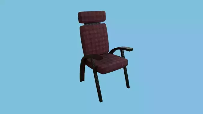 Red Plaid Armchair - Furniture Interior Design Low-poly 3D model