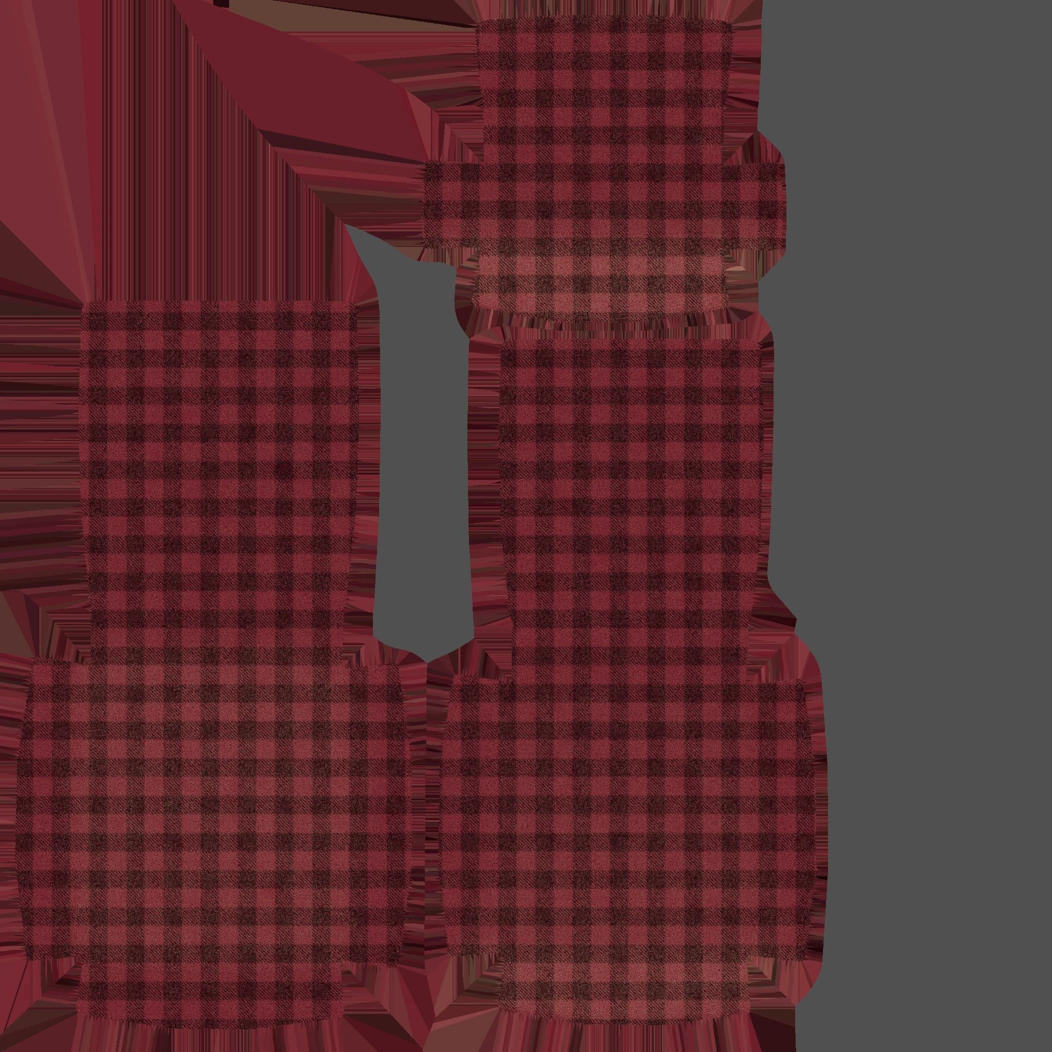 Red Plaid Armchair - Furniture Interior Design Low-poly 3D model_16