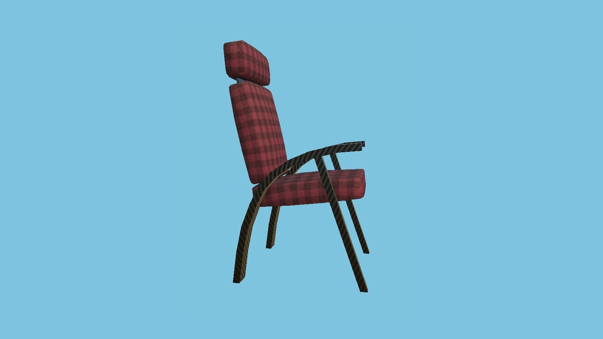 Red Plaid Armchair - Furniture Interior Design Low-poly 3D model_1