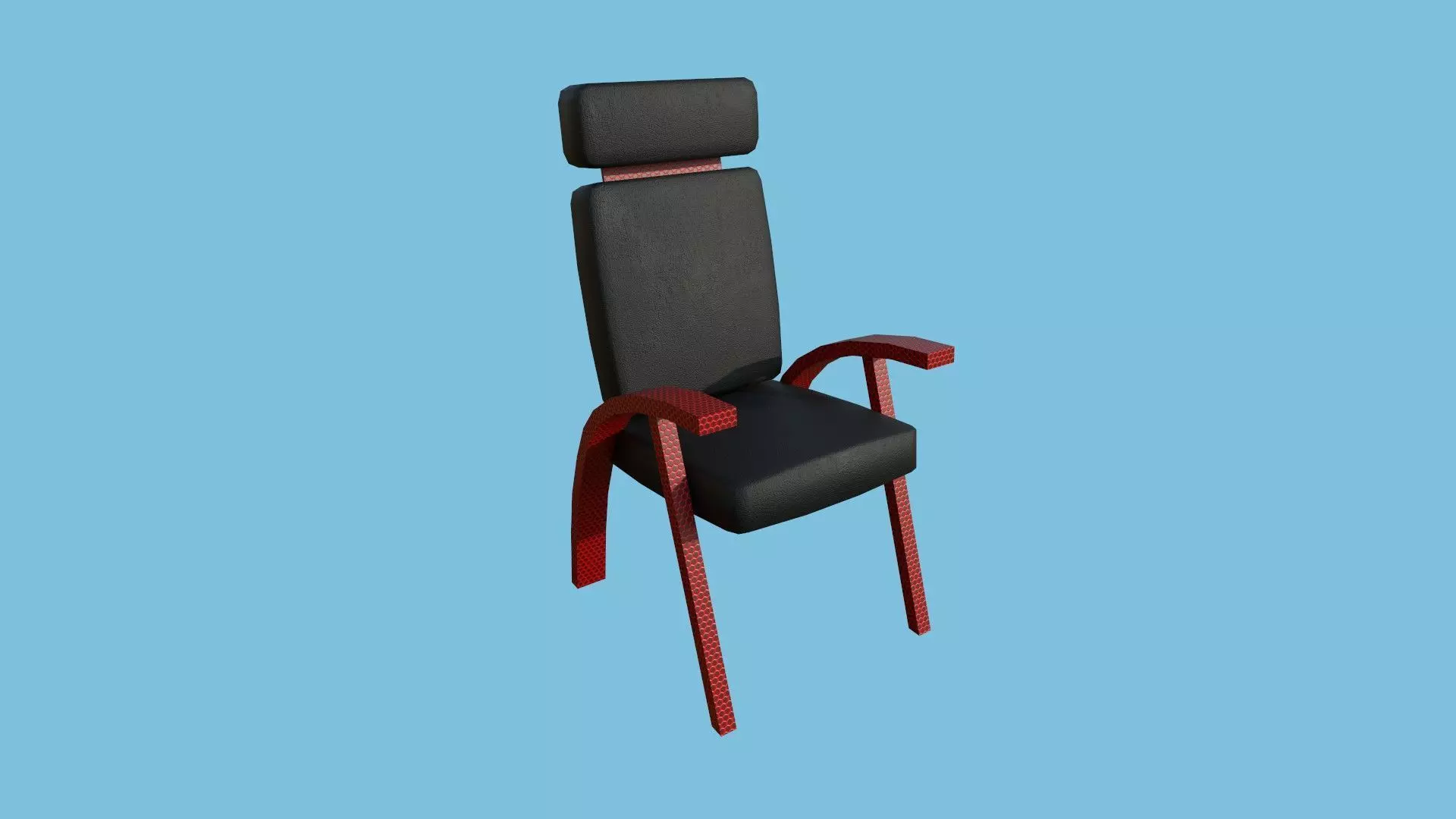 Black Red Armchair - Furniture Interior Design Low-poly 3D model_0