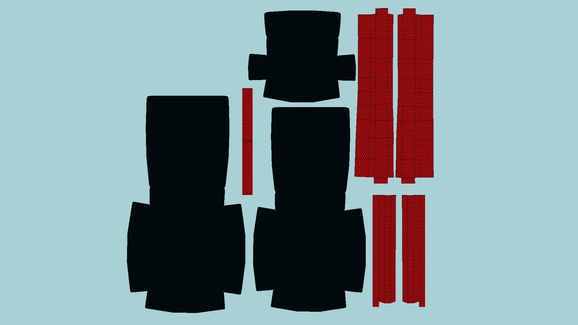 Black Red Armchair - Furniture Interior Design Low-poly 3D model_5