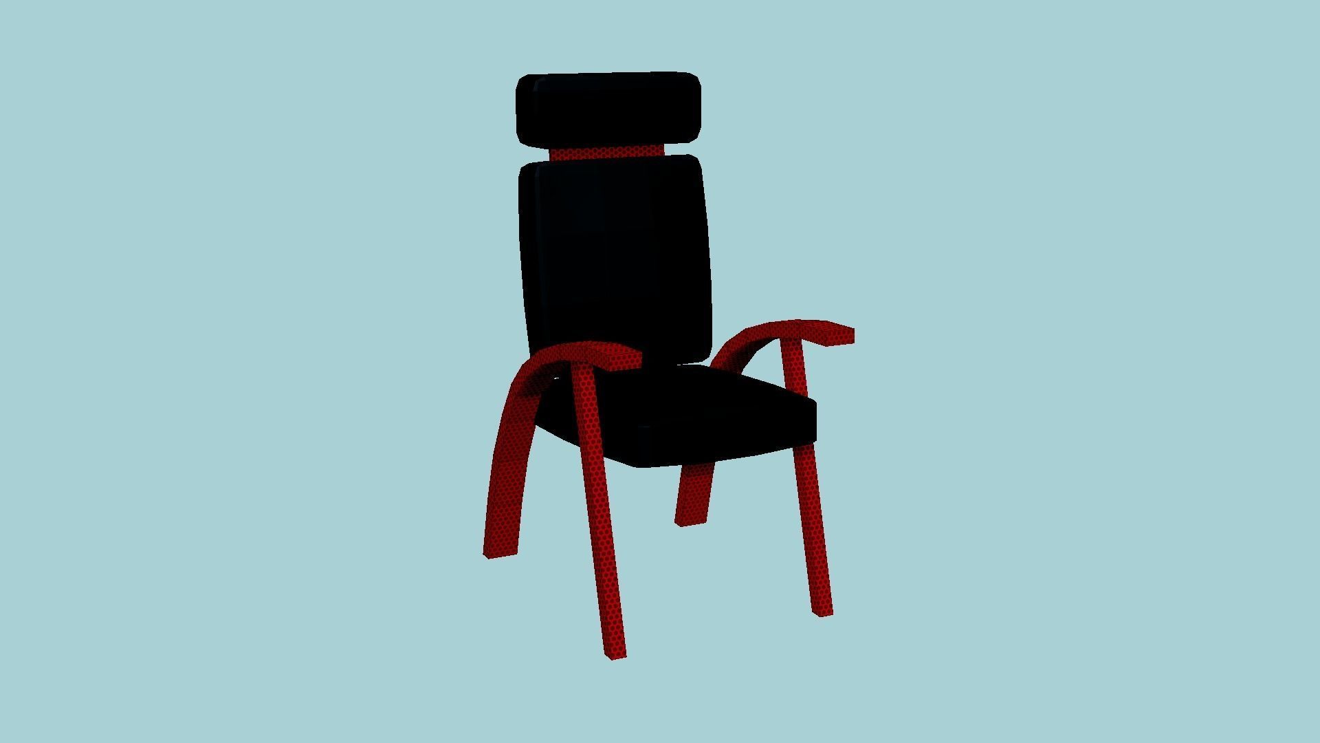 Black Red Armchair - Furniture Interior Design Low-poly 3D model_6