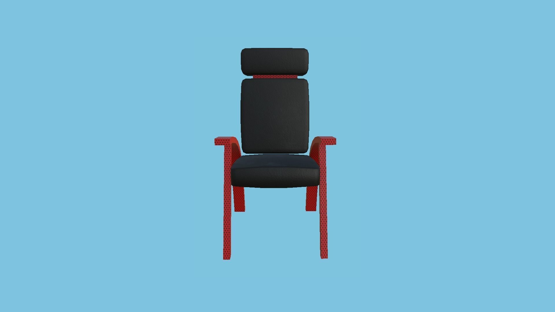 Black Red Armchair - Furniture Interior Design Low-poly 3D model_3