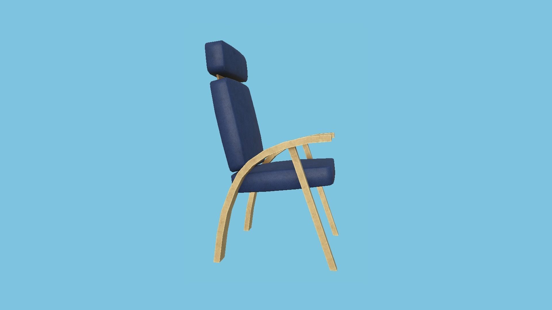 Dark Blue Armchair - Furniture Interior Design Low-poly 3D model_2