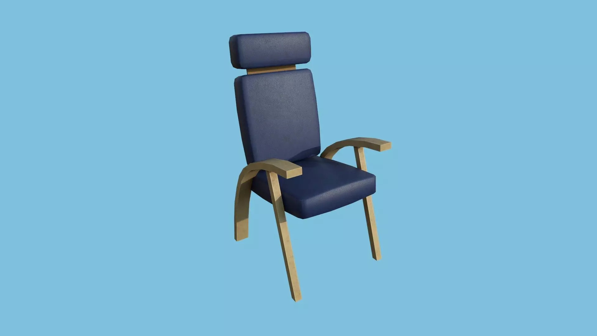 Dark Blue Armchair - Furniture Interior Design Low-poly 3D model_0