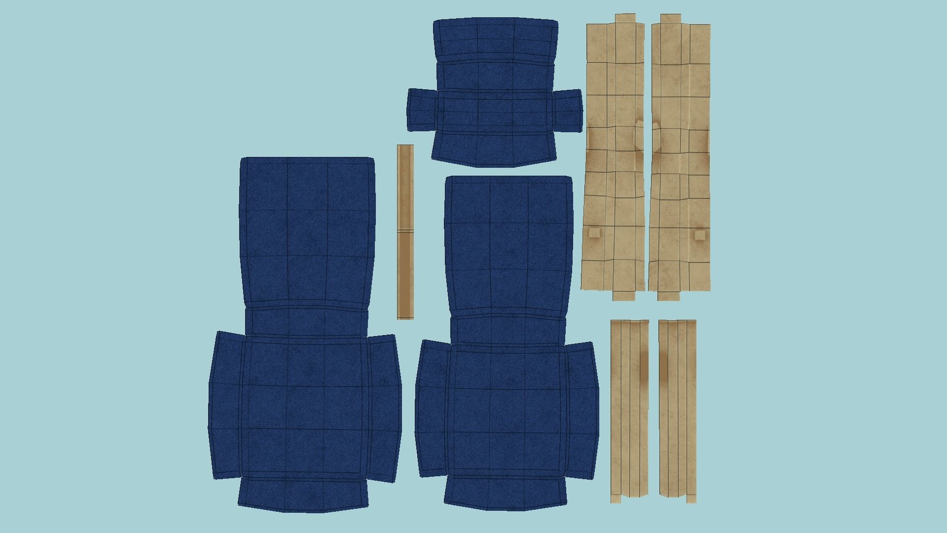 Dark Blue Armchair - Furniture Interior Design Low-poly 3D model_5