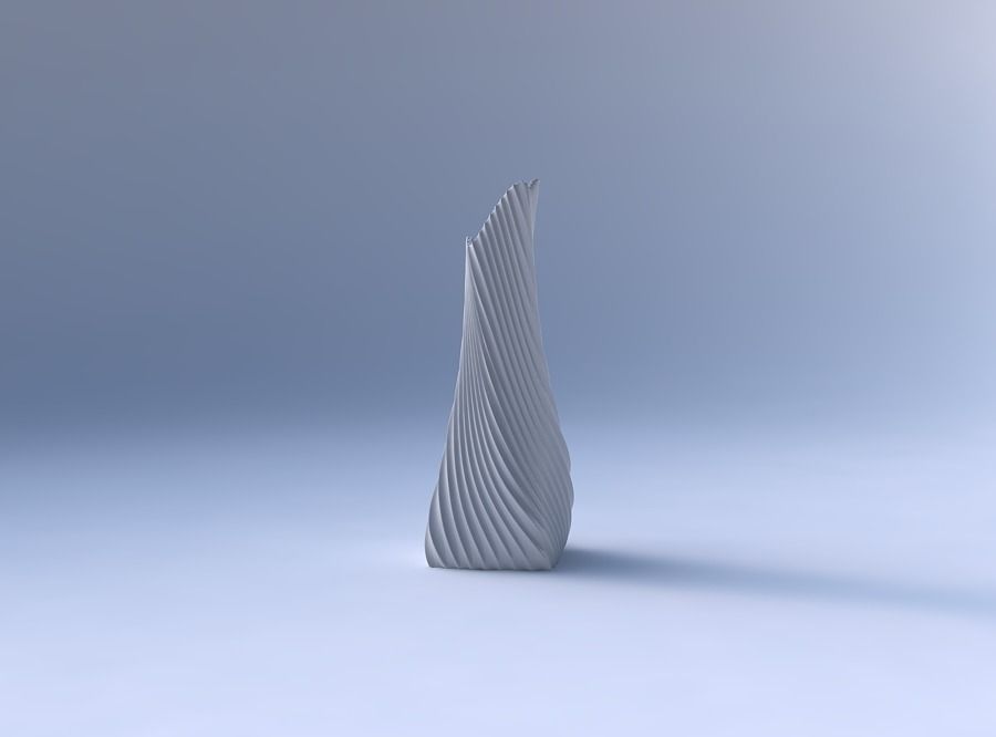 Vase twisted squeezed and bent rectangle with extruded vertic... 3D print model_4