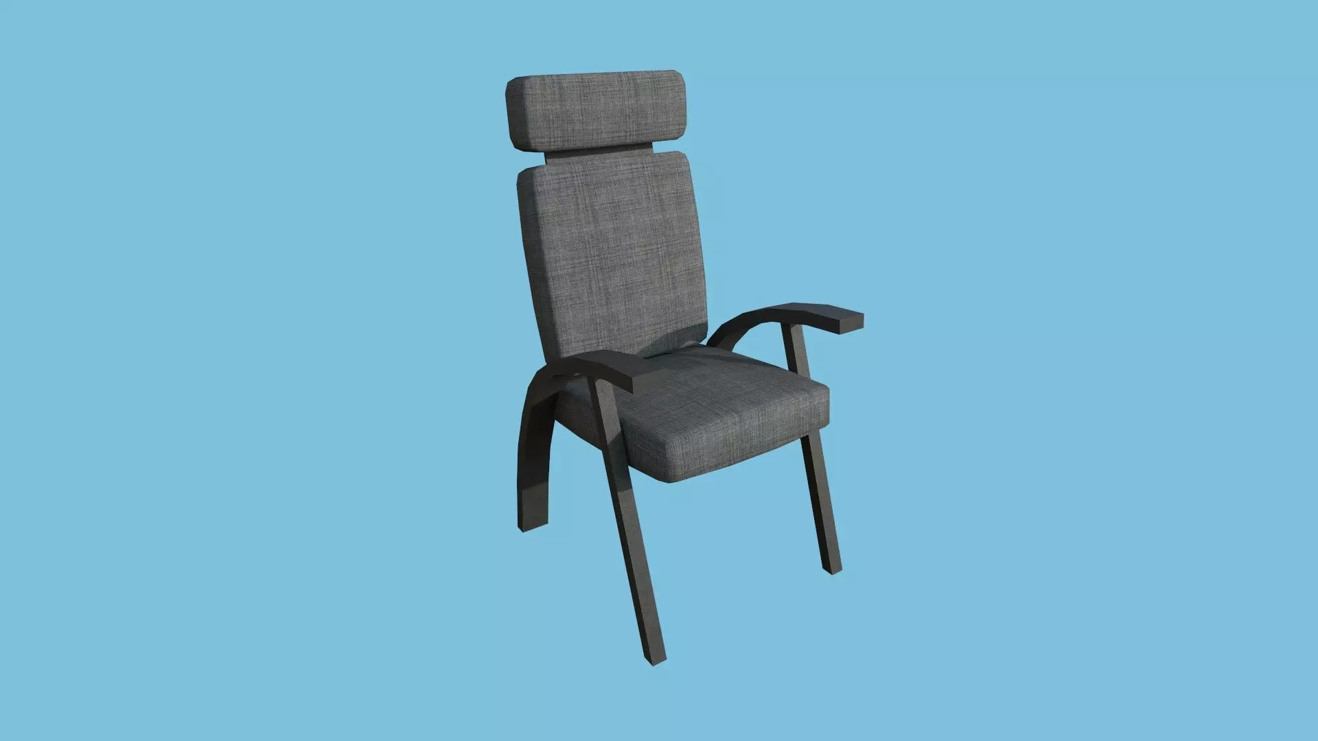 Gray Fabric Armchair - Furniture Interior Design Low-poly 3D model_0