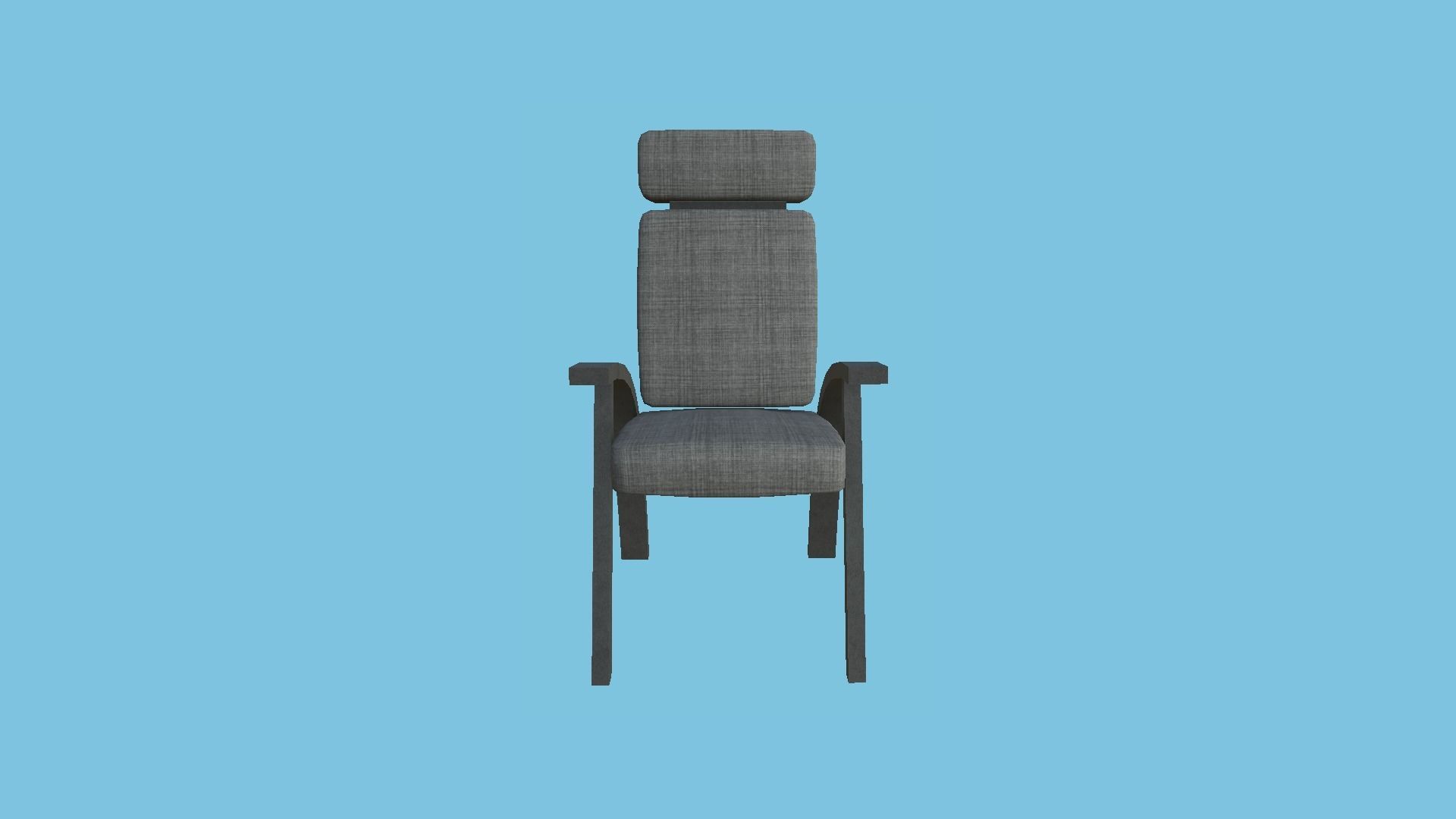 Gray Fabric Armchair - Furniture Interior Design Low-poly 3D model_4