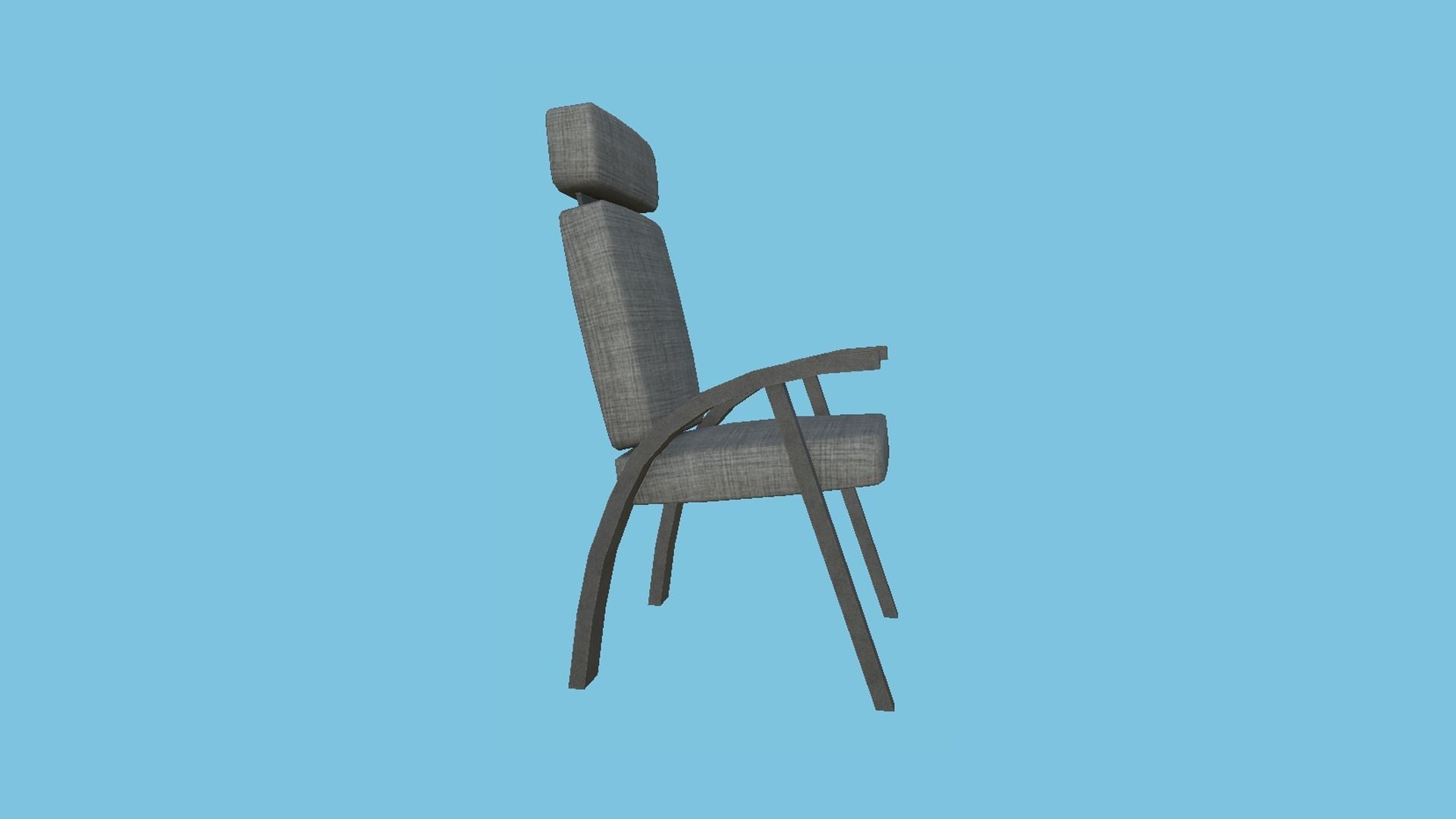Gray Fabric Armchair - Furniture Interior Design Low-poly 3D model_1