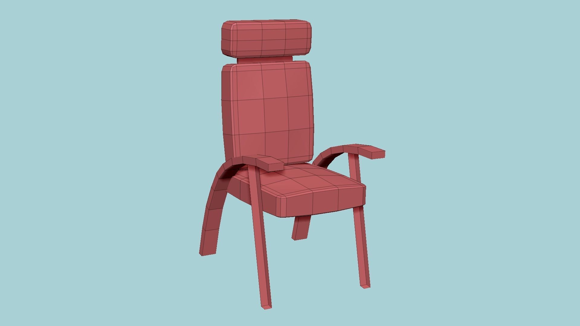 Gray Fabric Armchair - Furniture Interior Design Low-poly 3D model_8