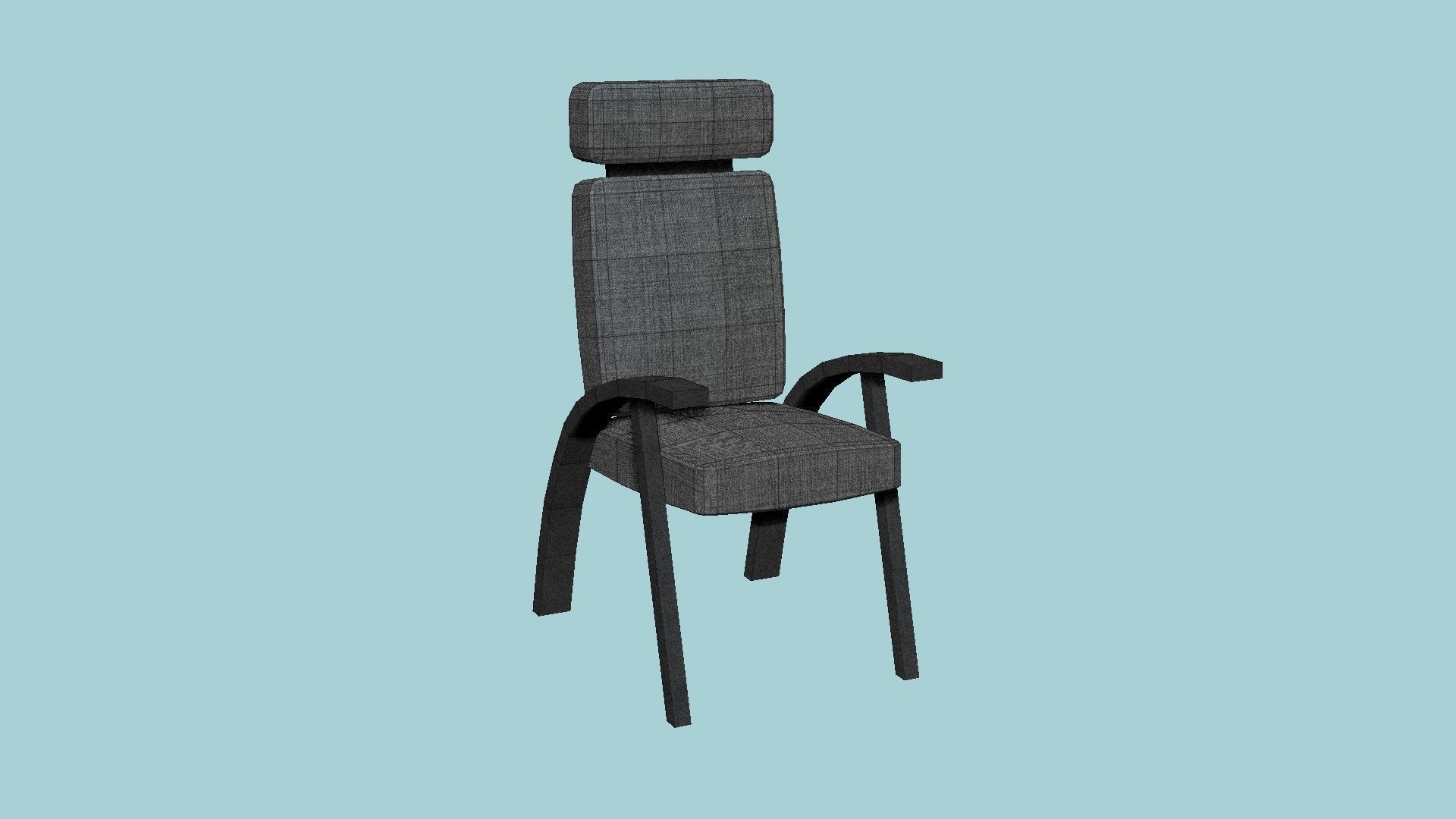 Gray Fabric Armchair - Furniture Interior Design Low-poly 3D model_5