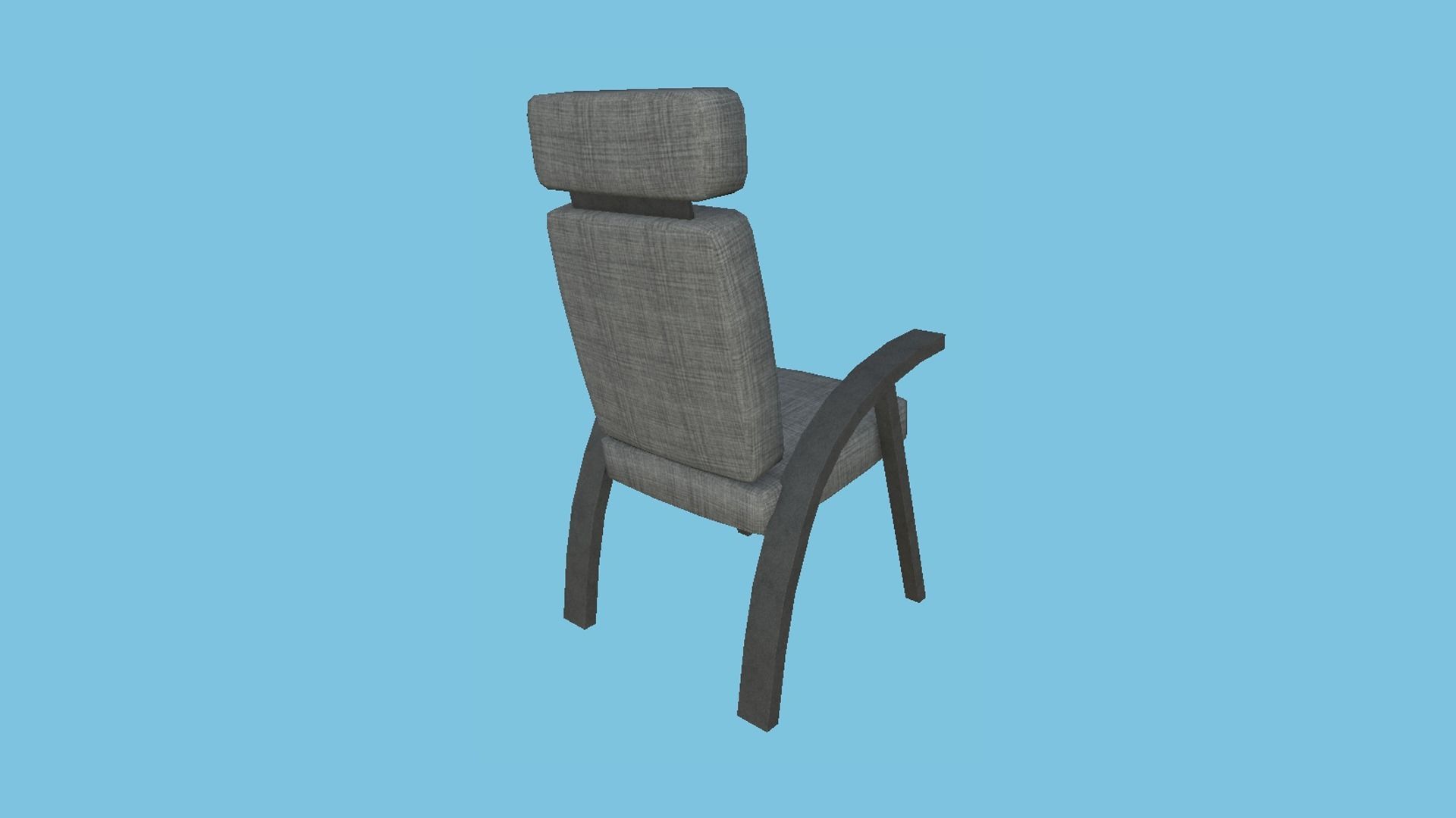 Gray Fabric Armchair - Furniture Interior Design Low-poly 3D model_3