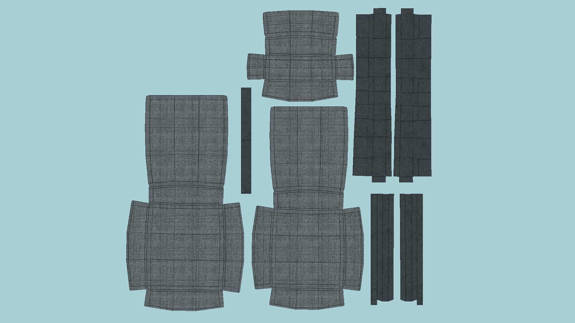 Gray Fabric Armchair - Furniture Interior Design Low-poly 3D model_6