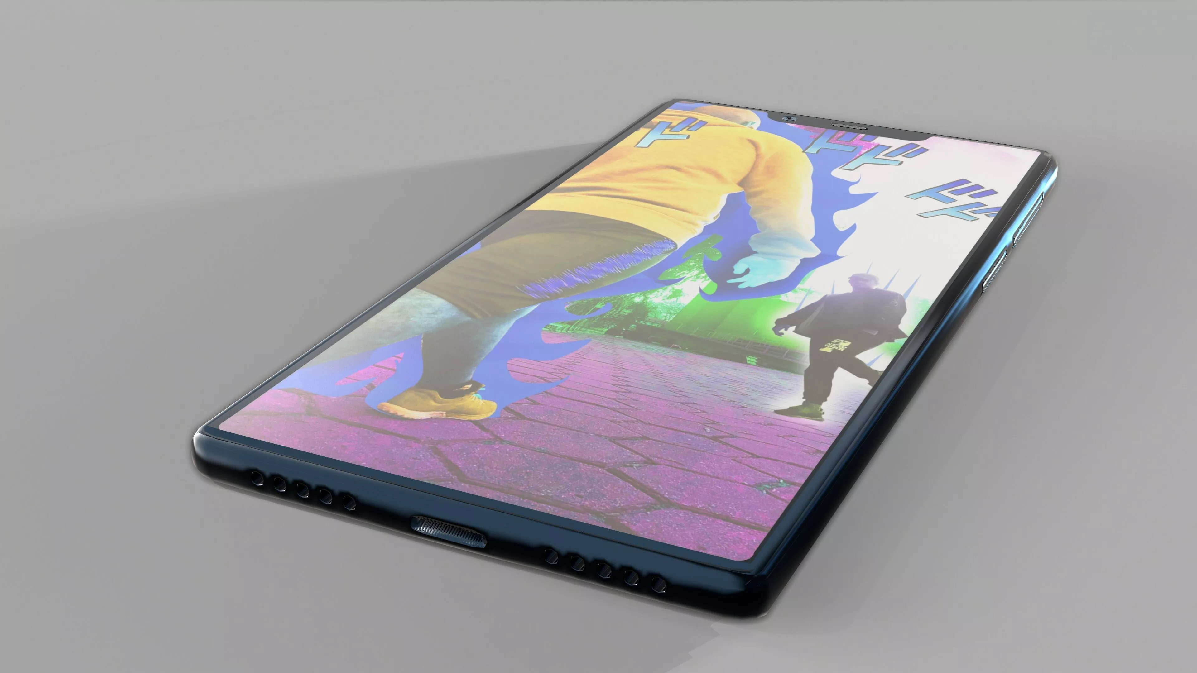 Smartphone with person Free low-poly 3D model